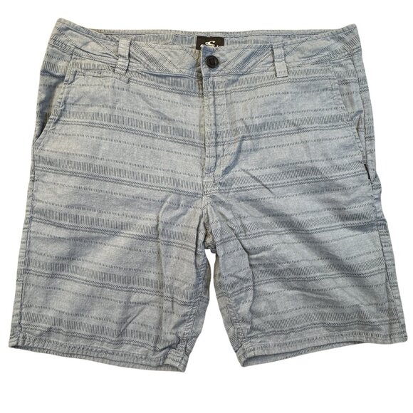 O'Neill Mens 36 Chino Shorts Light Blue Flat Front Striped Cotton Standard Fit - Picture 1 of 14